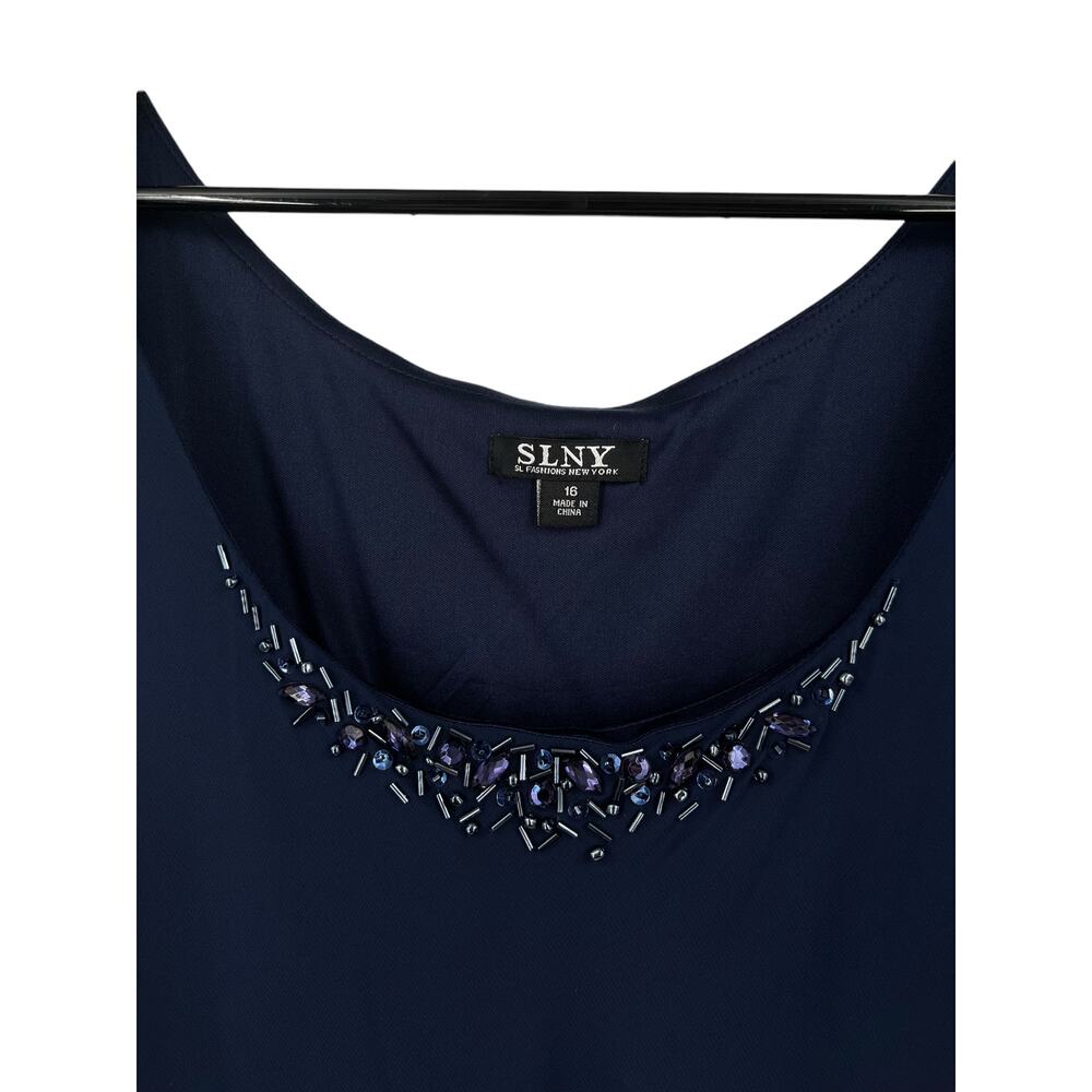 SNLY dress beaded detail chiffon sleeveless blue size 16 - Picture 4 of 6